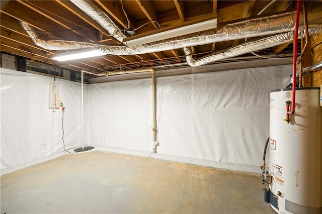 unfinished below grade area with water heater