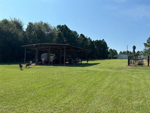 view of yard with a carport