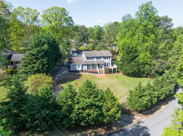 1647 Grandeus Ln SW, Stone Mountain, GA 30087 - aerial view of property and surrounding area with a heavily wooded area