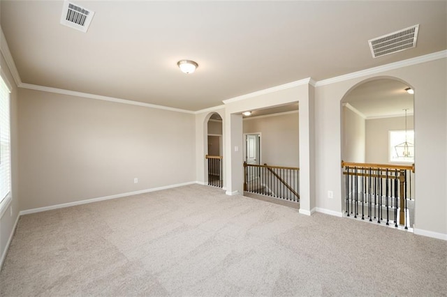 8245 Dawson View Way, Cumming, GA 30028 - unfurnished room with arched walkways, carpet flooring, ornamental molding, and baseboards