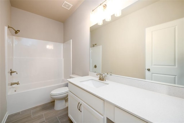 8245 Dawson View Way, Cumming, GA 30028 - full bath featuring toilet, bathing tub / shower combination, vanity, and wood finished floors