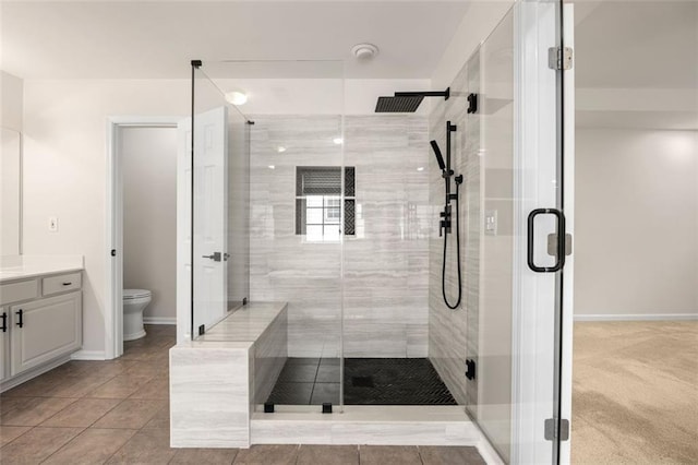 5156 Amberden Hall Dr, Suwanee, GA 30024 - full bath featuring a shower stall, vanity, toilet, and baseboards