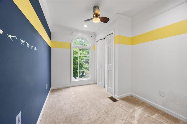 5156 Amberden Hall Dr, Suwanee, GA 30024 - empty room with carpet, ceiling fan, baseboards, and crown molding