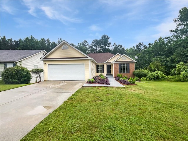 6560 Alford Way, Lithonia, GA 30058 - ranch-style house with an attached garage, driveway, and a front lawn