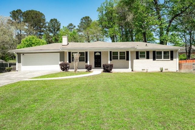 4284 Carlos Ct, Powder Springs, GA 30127 - single story home featuring concrete driveway, an attached garage, a front yard, brick siding, and fence