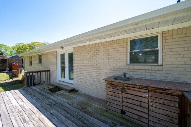 4284 Carlos Ct, Powder Springs, GA 30127 - deck with fence, french doors, and a sink