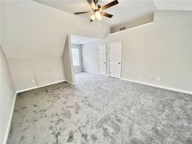 843 Kendall Park Dr, Winder, GA 30680 - additional living space featuring vaulted ceiling, a ceiling fan, and carpet