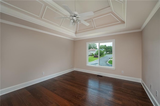 102 Peaceful Vw, Acworth, GA 30102 - unfurnished room featuring dark wood finished floors, ceiling fan, ornamental molding, and baseboards