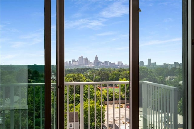 balcony with a skyline view