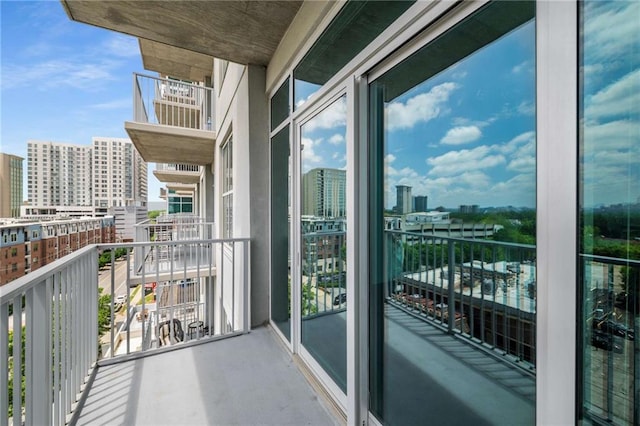 balcony with a view of city