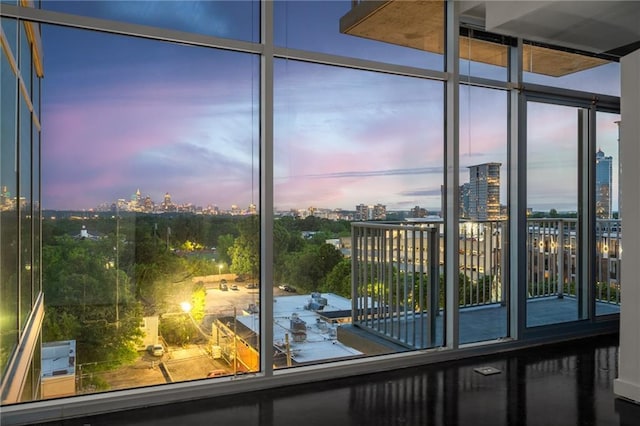 interior space featuring a view of city