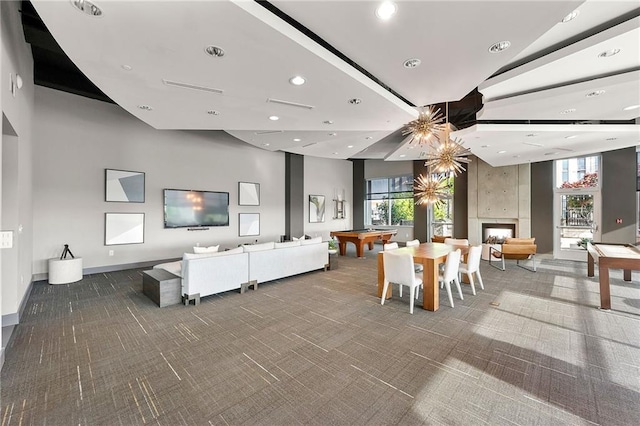 common area with recessed lighting