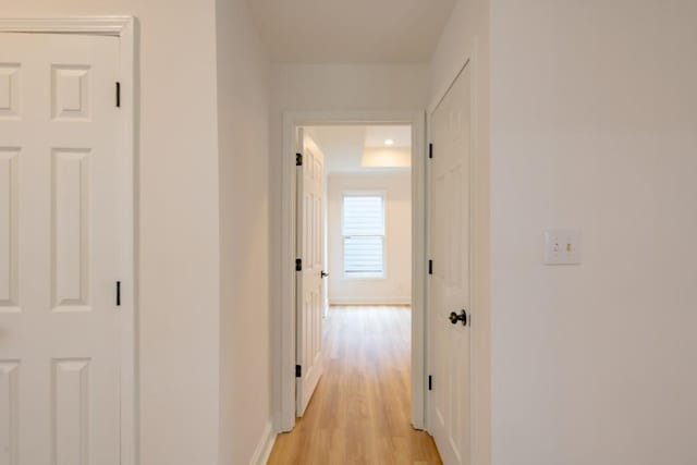 corridor featuring light wood-type flooring