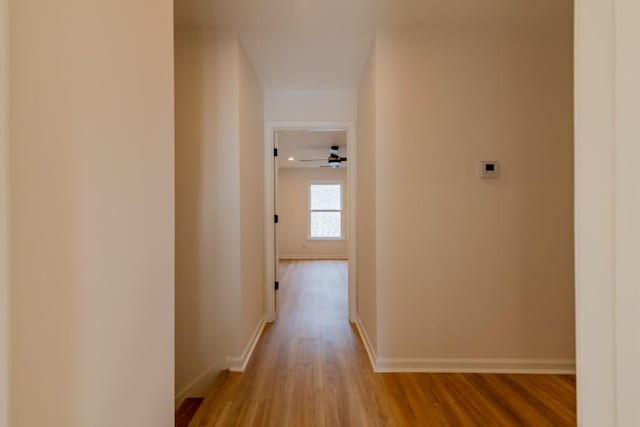 hall with light wood-type flooring