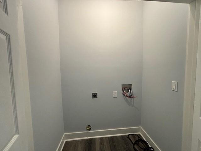 laundry area with washer hookup, dark hardwood / wood-style flooring, and electric dryer hookup