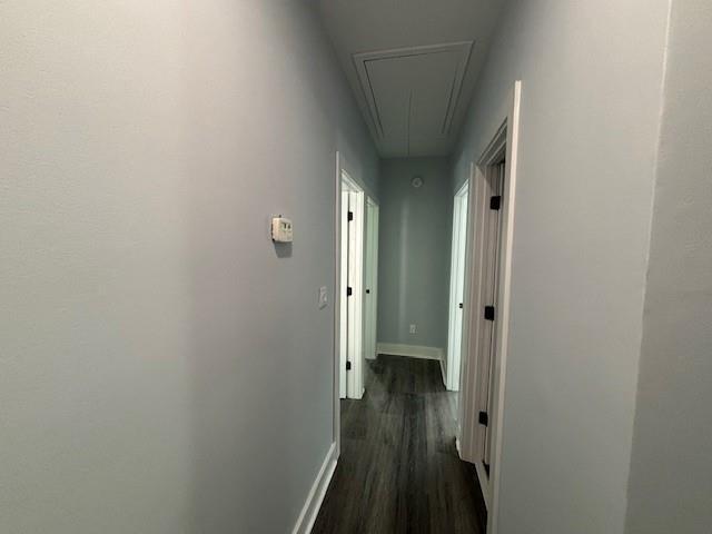 hallway featuring dark hardwood / wood-style floors