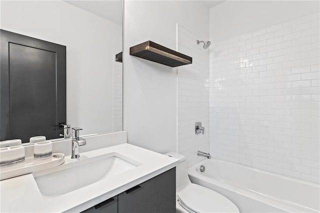 full bathroom with toilet, shower / bath combination, and vanity