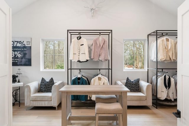 185 Pebble Trl, Alpharetta, GA 30009 - sitting room with lofted ceiling and wood finished floors
