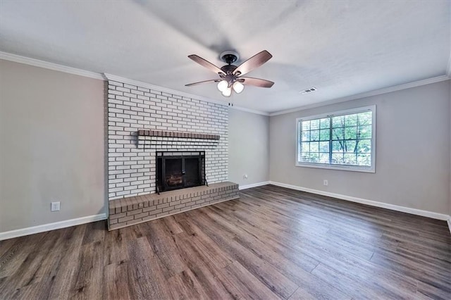 5666 Goldfield Dr, Acworth, GA 30102 - unfurnished living room featuring wood finished floors, a ceiling fan, baseboards, and ornamental molding