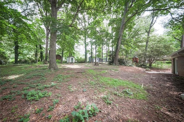 5666 Goldfield Dr, Acworth, GA 30102 - view of yard with a storage shed and an outdoor structure