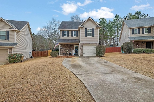 view of front of property featuring a garage