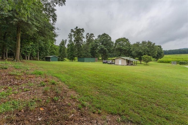 view of yard with an outbuilding