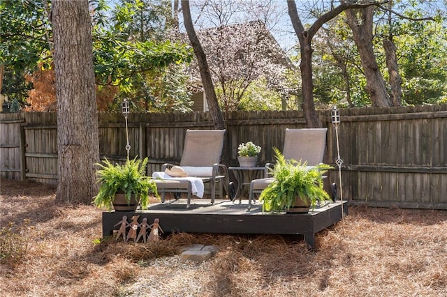 view of yard featuring a fenced backyard