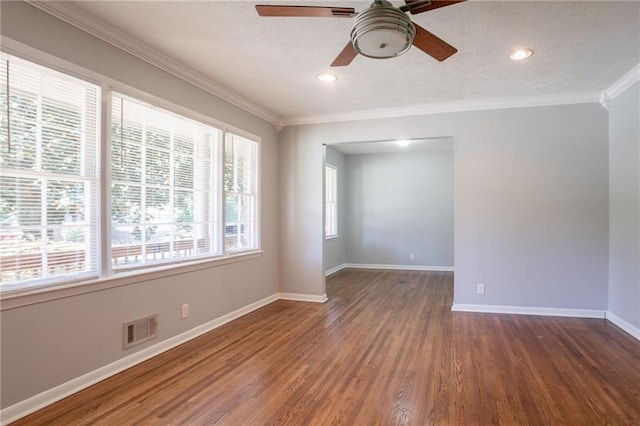 802 San Miguel Dr, Stone Mountain, GA 30083 - unfurnished room with crown molding, wood finished floors, ceiling fan, baseboards, and recessed lighting