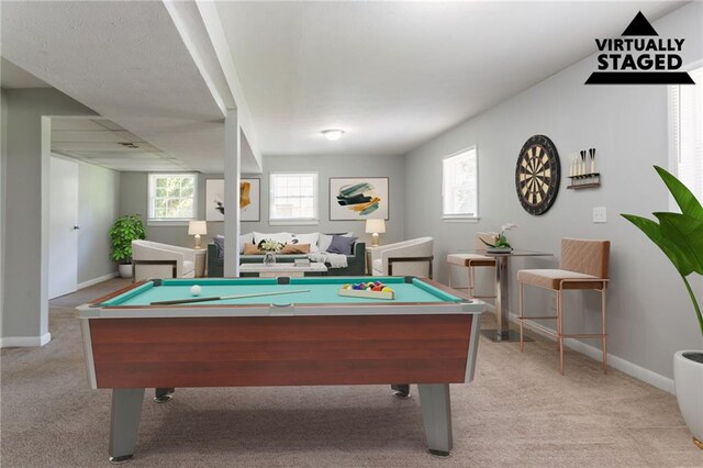 802 San Miguel Dr, Stone Mountain, GA 30083 - rec room with pool table, light colored carpet, and healthy amount of natural light