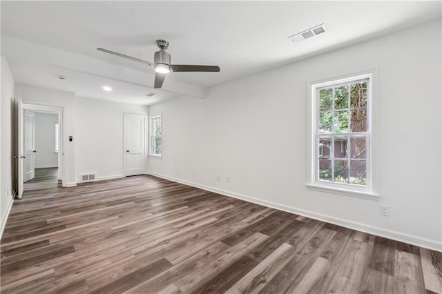 1978 Ethel Ln, Decatur, GA 30032 - empty room with dark wood-style floors, plenty of natural light, a ceiling fan, and recessed lighting