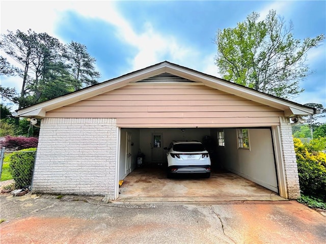 view of detached garage
