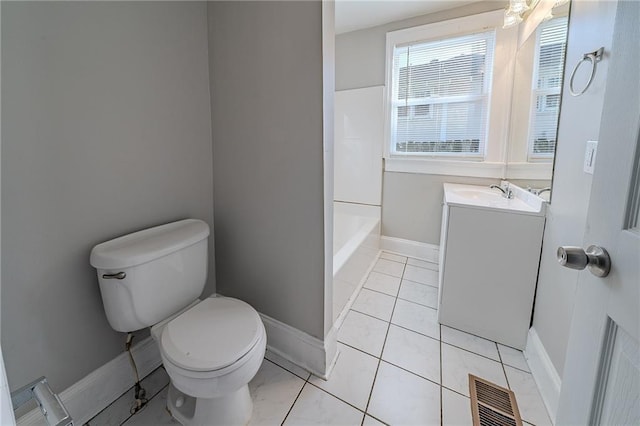 bathroom with tile patterned floors, toilet, and vanity