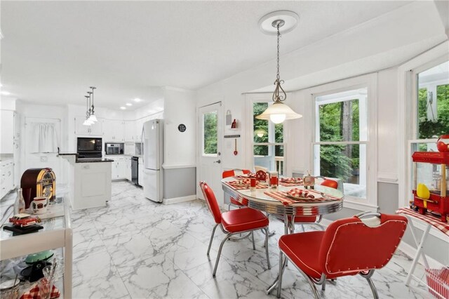 4135 Ashford Way, Gainesville, GA 30507 - dining space featuring baseboards and marble finish floor