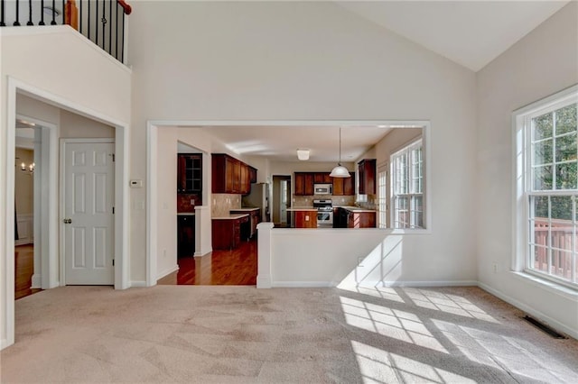 interior space featuring vaulted ceiling