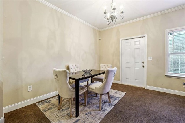 2916 Hillside Pl, Decatur, GA 30034 - carpeted dining room with a notable chandelier and ornamental molding