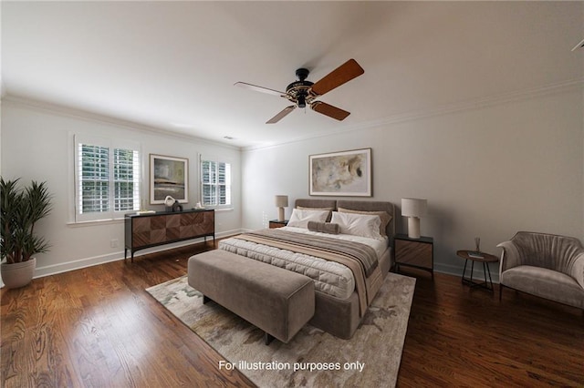 5004 Haralson Way SW, Lilburn, GA 30047 - bedroom featuring crown molding, wood finished floors, and a ceiling fan