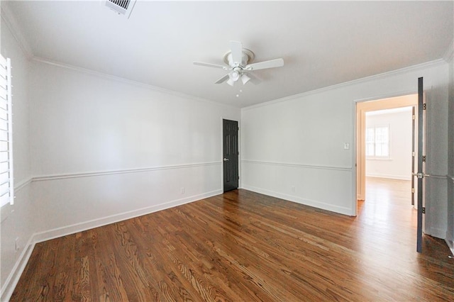 5004 Haralson Way SW, Lilburn, GA 30047 - empty room with a ceiling fan, wood finished floors, and crown molding