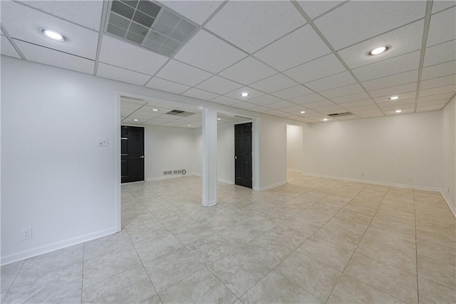 5004 Haralson Way SW, Lilburn, GA 30047 - finished basement with recessed lighting, tile patterned flooring, and a drop ceiling