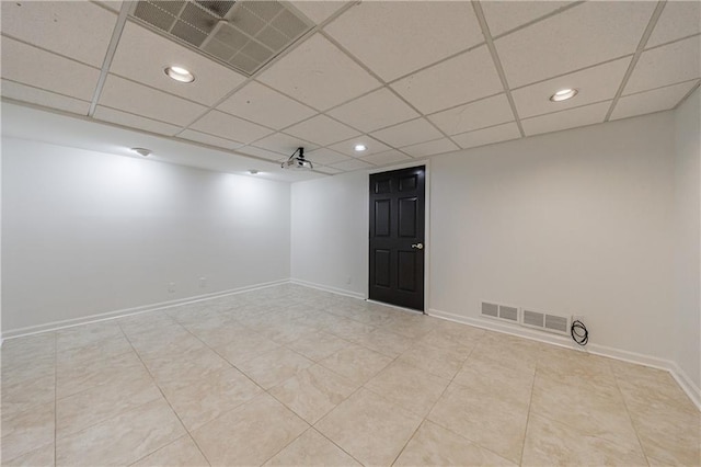 5004 Haralson Way SW, Lilburn, GA 30047 - unfurnished room featuring a paneled ceiling, recessed lighting, and tile patterned flooring