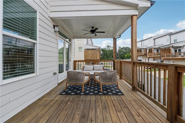 3440 Hardy St, Duluth, GA 30096 - deck featuring an outdoor hangout area and ceiling fan
