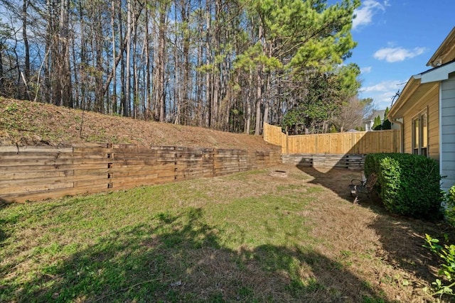 view of yard featuring a fenced backyard