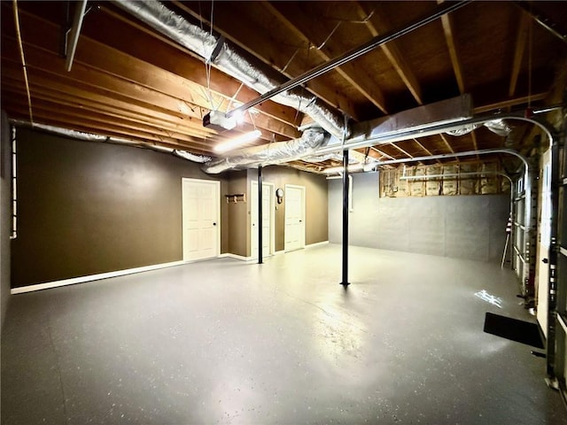 view of unfinished basement