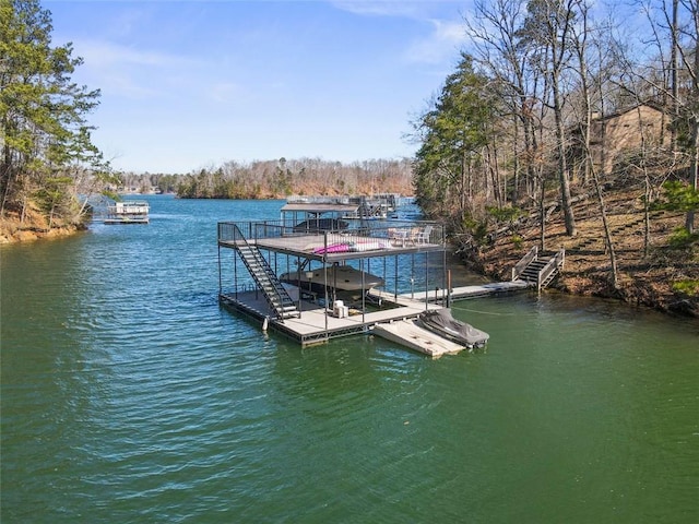 view of dock featuring a water view