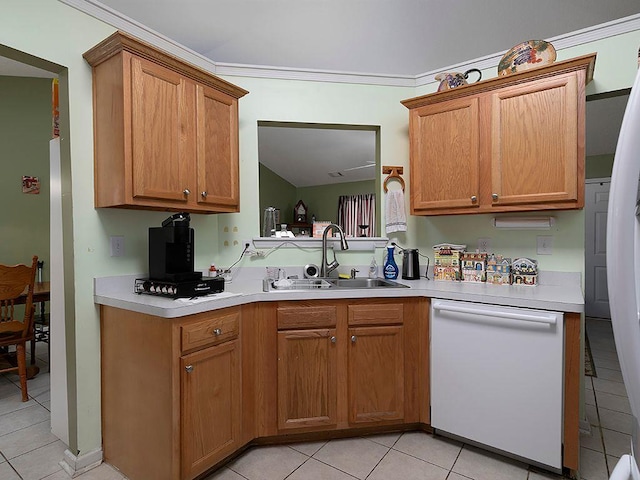 37 Montana Dr, Cedartown, GA 30125 - kitchen featuring white dishwasher, light tile patterned floors, a sink, and light countertops