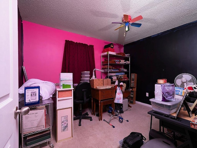 37 Montana Dr, Cedartown, GA 30125 - home office featuring ceiling fan, a textured ceiling, and carpet flooring