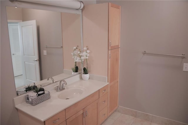 bathroom with vanity and tile patterned floors