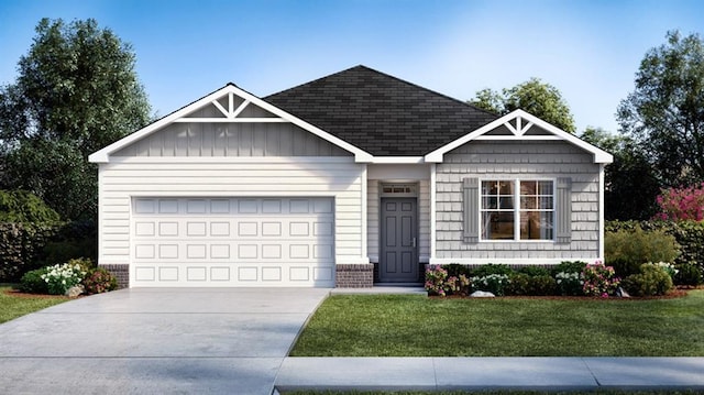 view of front facade featuring a garage and a front lawn