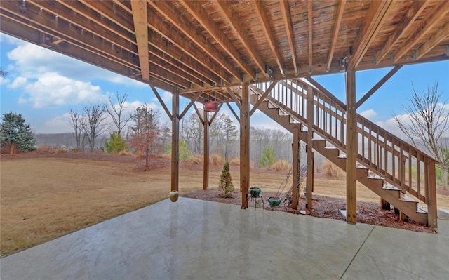 view of patio with stairway