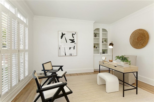 3795 Newport Bay Dr, Alpharetta, GA 30005 - office space with wood finished floors, crown molding, and built in shelves