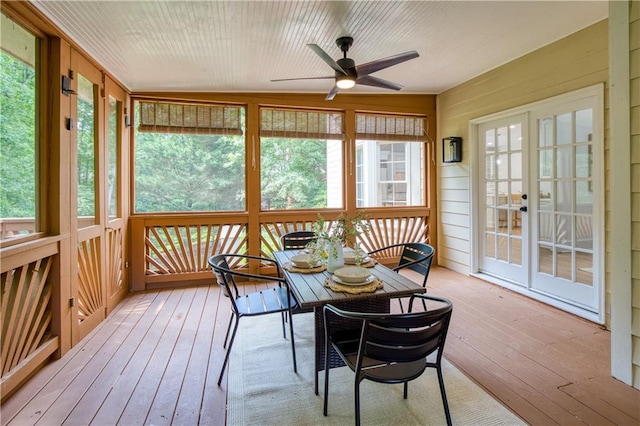 3795 Newport Bay Dr, Alpharetta, GA 30005 - sunroom with french doors, ceiling fan, and outdoor dining area
